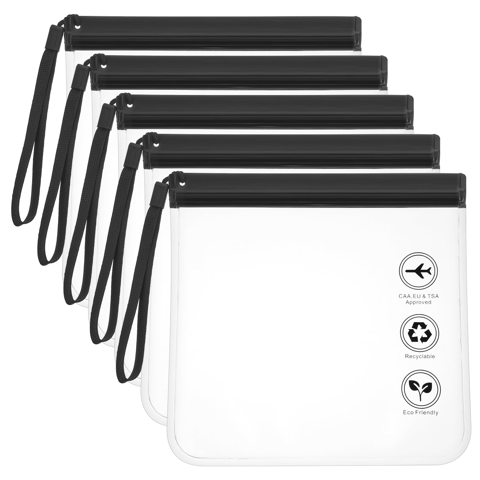 5-Pack TSA Approved Clear Toiletry Bags for Travel - 7.9 x 7.9 Inch Reusable Quart Size Plastic Bags for Liquids, Cosmetics & Airport Security (Perfect for Carry-On Essentials & Travel Organization)