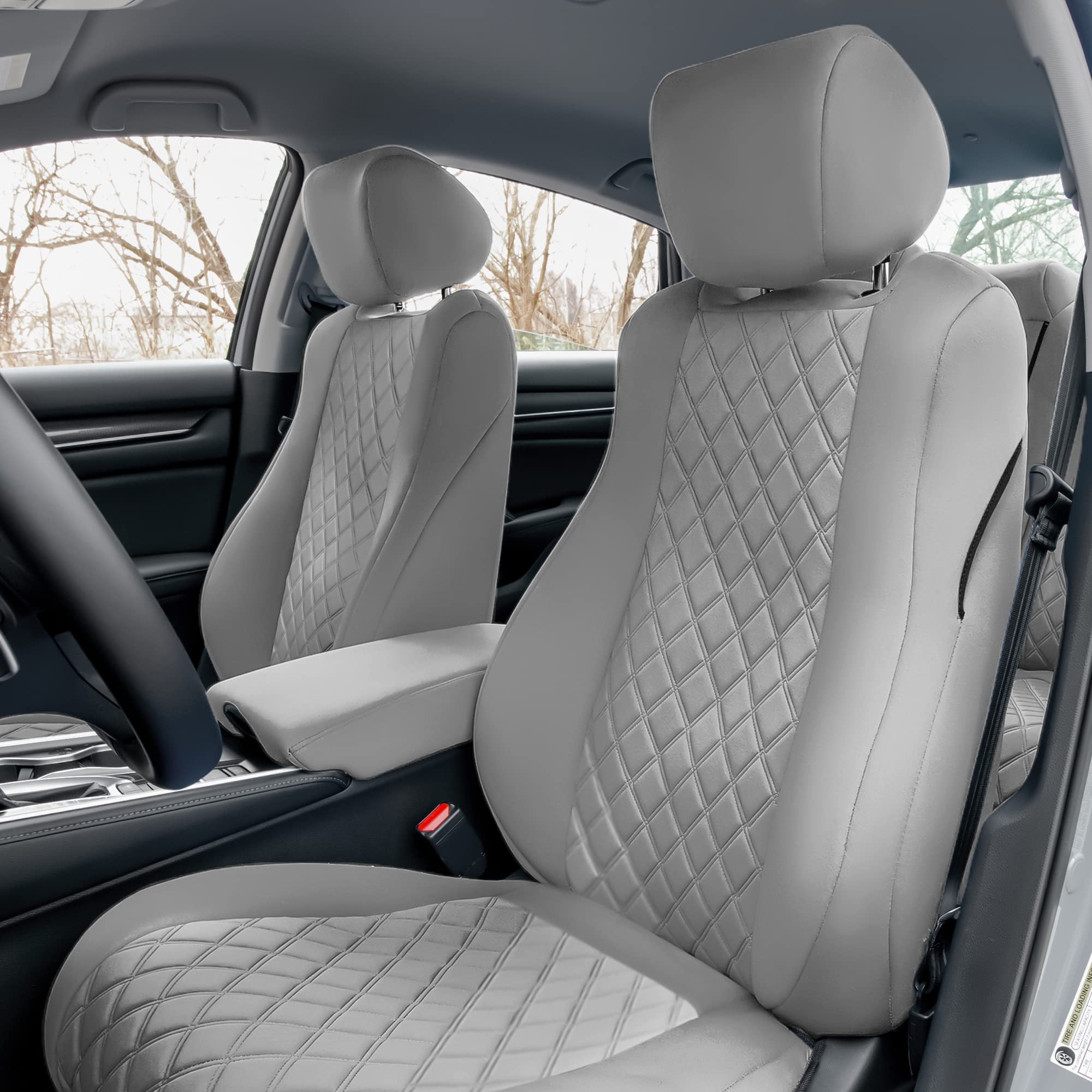 FH Group Custom Fit Seat Covers for 2018-2022 Honda Accord Touring/Sport/Sport SE/EX/EX-L - Waterproof Neoprene Front Seat Covers Set in Solid Gray | Perfect for Daily Commuting, Road Trips & Car Protection