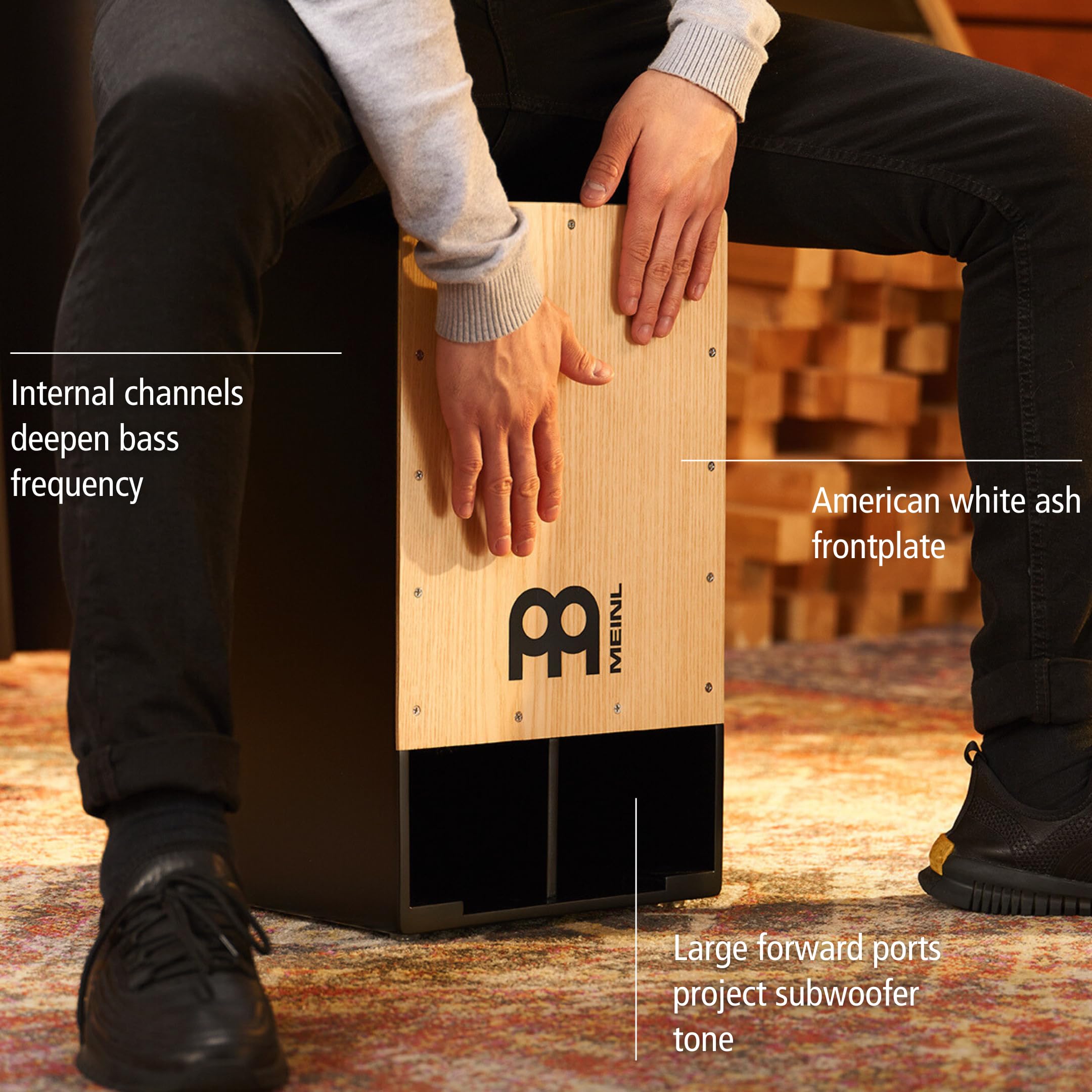Meinl Subwoofer Bass Cajon Box Drum with Internal Snares - Premium American White Ash Playing Surface, 2-Year Warranty (SUBCAJ1AWA) | Perfect for Live Performances, Studio Recording & Acoustic Jam Sessions