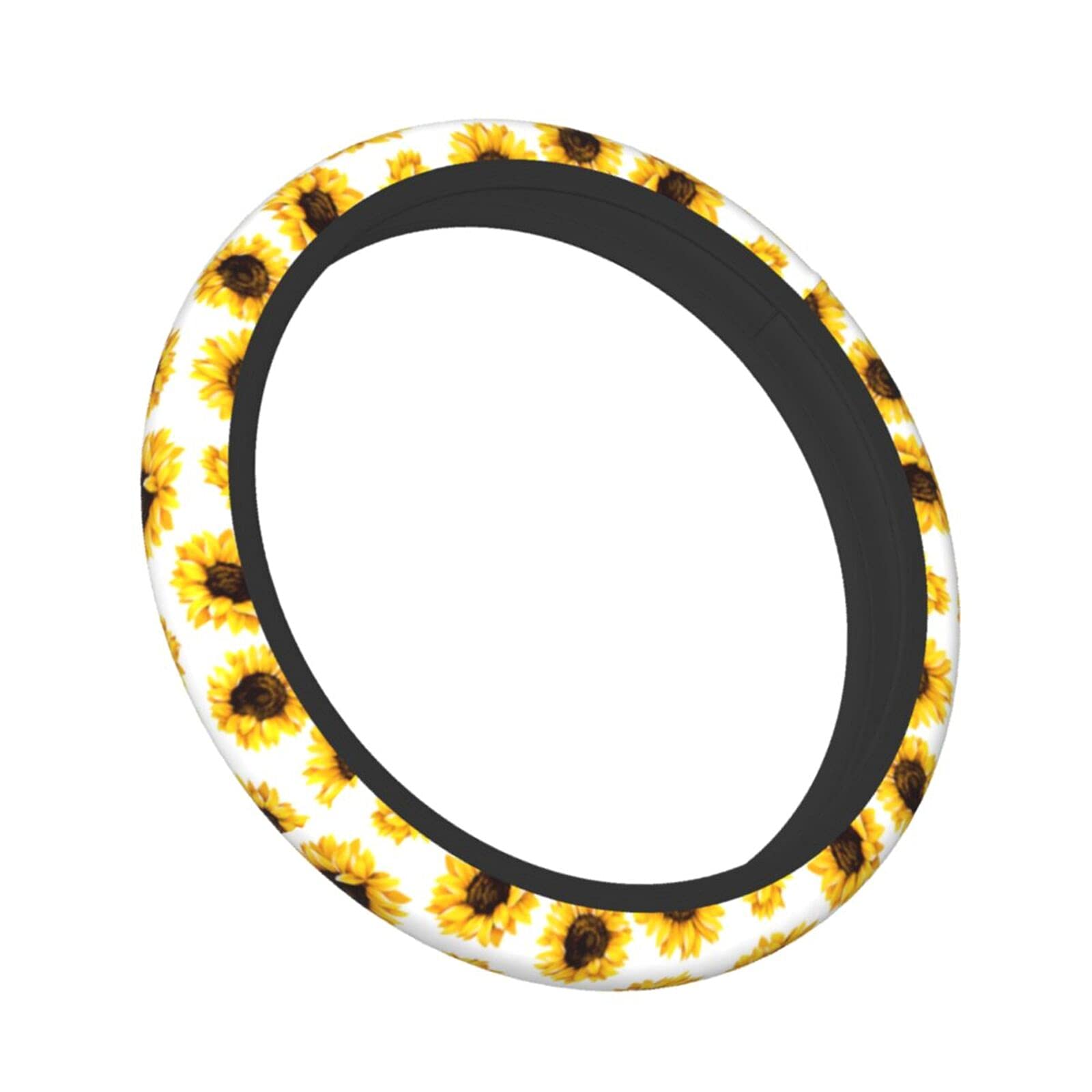 Sunflower Steering Wheel Cover for Cars - Universal 15 Inch Sunflower Car Steering Wheel Protector for Women, Men & Teens - Perfect for Summer Driving, Road Trips & Sun Protection