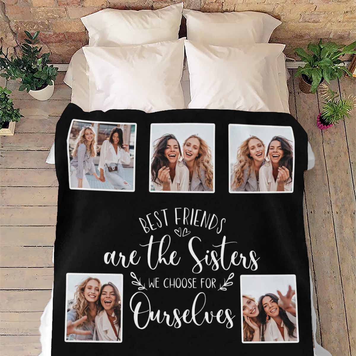 MyPupSocks Custom Best Friend Picture Blanket - Personalized Friendship Throw for BFF Sister, 30x40 - Perfect Birthday Gift for Women, Ideal for Cozy Nights, Movie Marathons, and Bedroom Decor