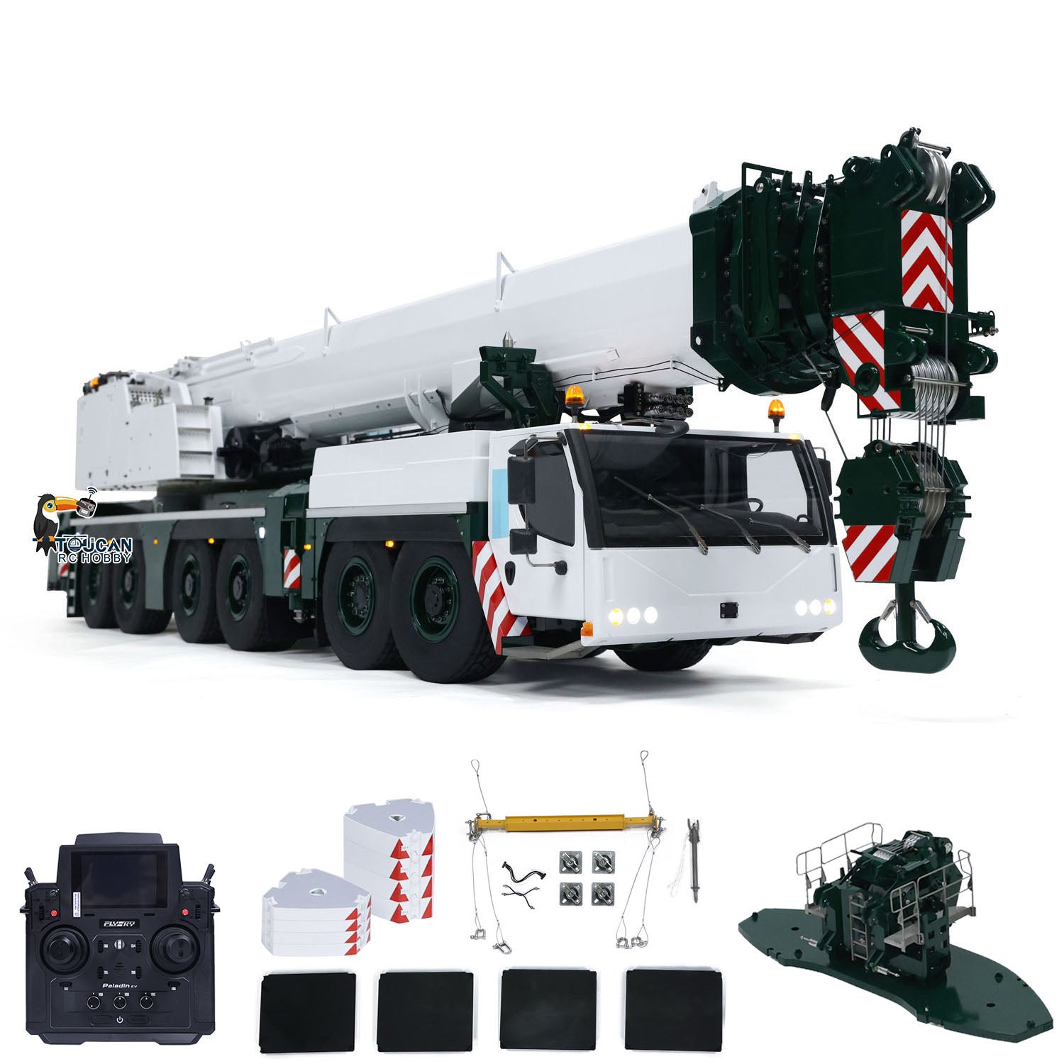 Eyewhale 1/14 Scale 6-Axle LTM1350 RC Hydraulic Mobile Crane - 5M Length Radio Controlled Heavy Duty Construction Vehicle, Ready-to-Run (PNP) Hobby Model for Adults - Perfect for Construction Site Simulation, RC Enthusiast Collections, and Engineering Education