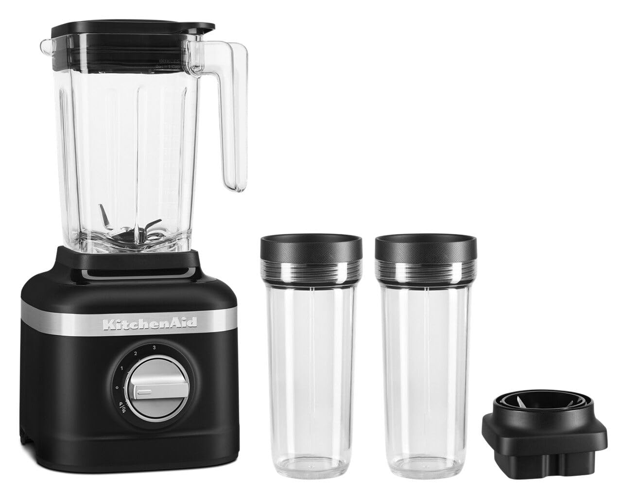 KitchenAid K150 3-Speed Ice Crushing Blender with 2 Personal Blender Jars - Black Matte (KSB1332BM) - Perfect for Smoothies, Shakes & Frozen Drinks at Home or Office