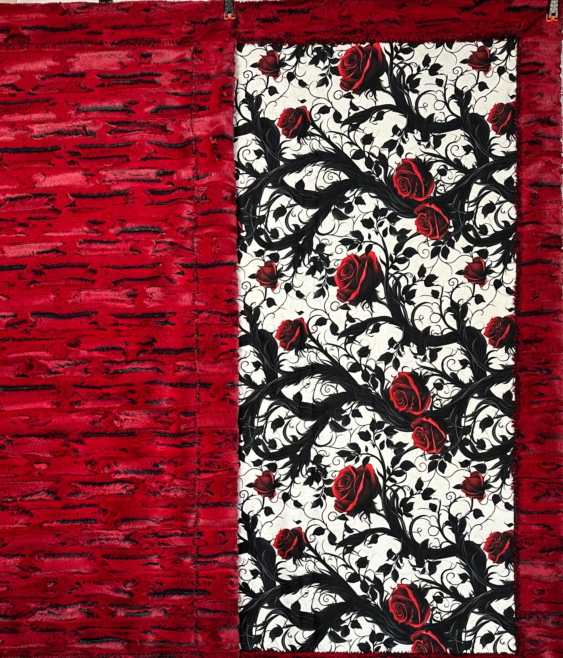 Gothic Red Roses on Cardinal Luxe Large 54x79 Minky Blanket - Soft Plush Throw for Bed, Couch & Home Decor - Perfect for Gothic Style Bedroom, Living Room & Gift Giving