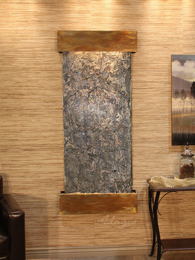 Adagio Inspiration Falls Square Rustic Copper Green Natural Slate IFS1002 - Elegant Home Decor for Living Room, Bathroom & Outdoor Spaces