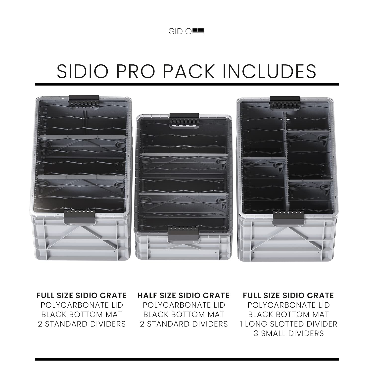 Heavy Duty Stackable Storage Bins with Lids - 2 Full-Size & 1 Half-Size Plastic Organizer Totes for Home, Office, Garage - Durable Storage Containers with Dividers | Perfect for Closet Organization, Toy Storage & Outdoor Gear