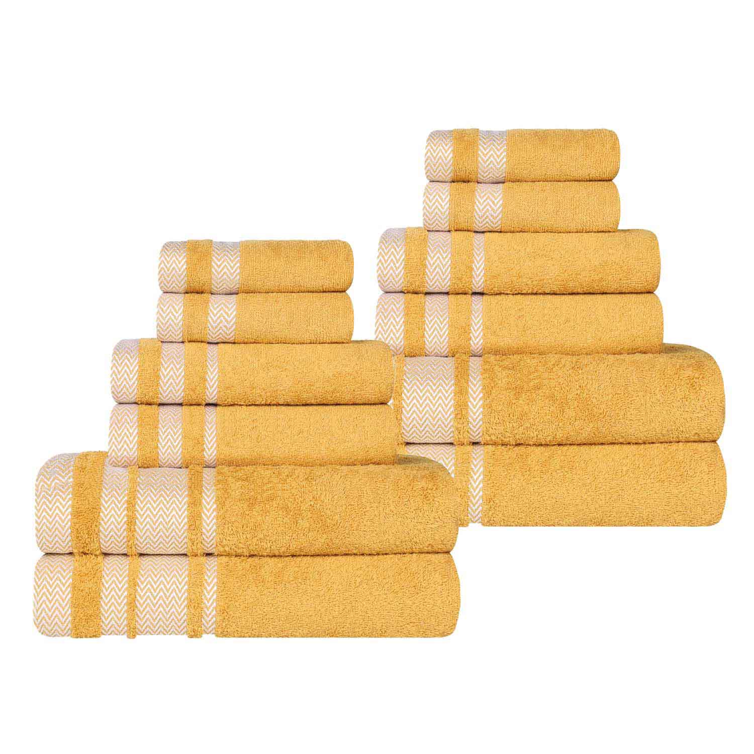 Premium 12-Piece Cotton Towel Set - Medium Weight, Soft & Absorbent Bath Towels for Spa, Gym & Everyday Use