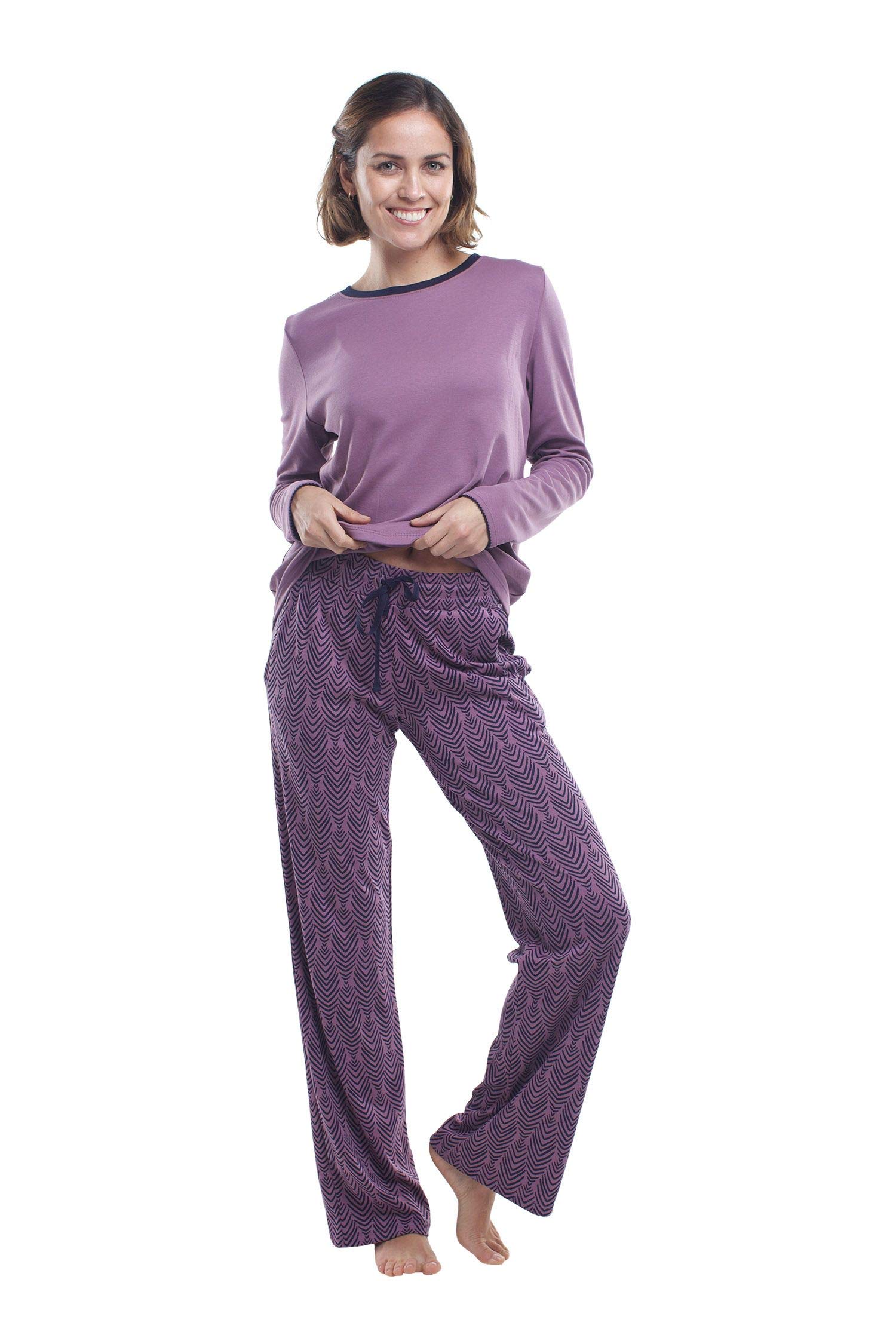 Premium 100% Pima Cotton Women's Sleepwear Set - Ultra Soft Long Sleeve Pajama Set for Women | Cozy Lounge Wear & Comfortable Nightwear for Relaxing at Home