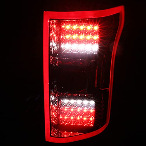 Spec-D Tuning Red Smoke LED Tail Lights with Light Bar - Compatible with 2018-2020 Ford F-150 (Left & Right Pair) - Enhanced Style & Visibility for Night Driving & Custom Truck Builds