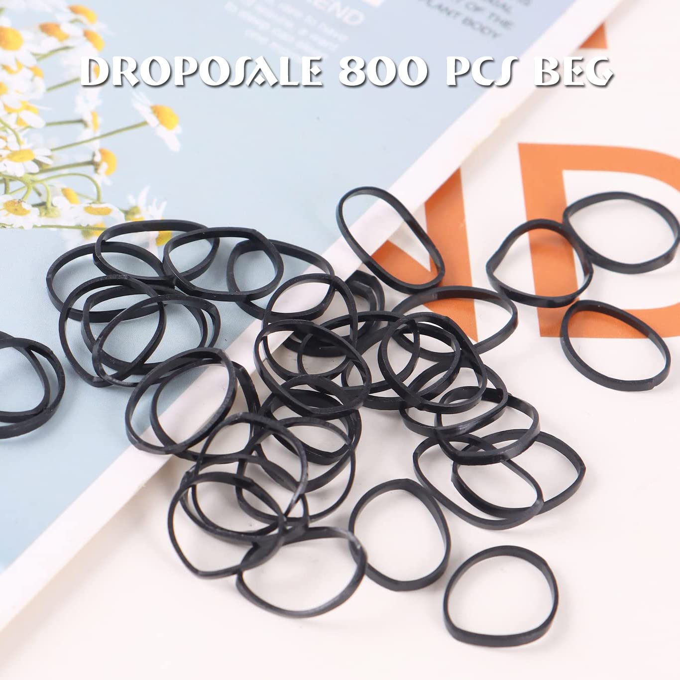 888 PCS Stretchy Hair Ties for Women - Soft & Smooth Thin Elastic Hair Bands for Ponytails, Everyday Wear (Black) - Perfect for Gym, Work, Travel & Casual Styling