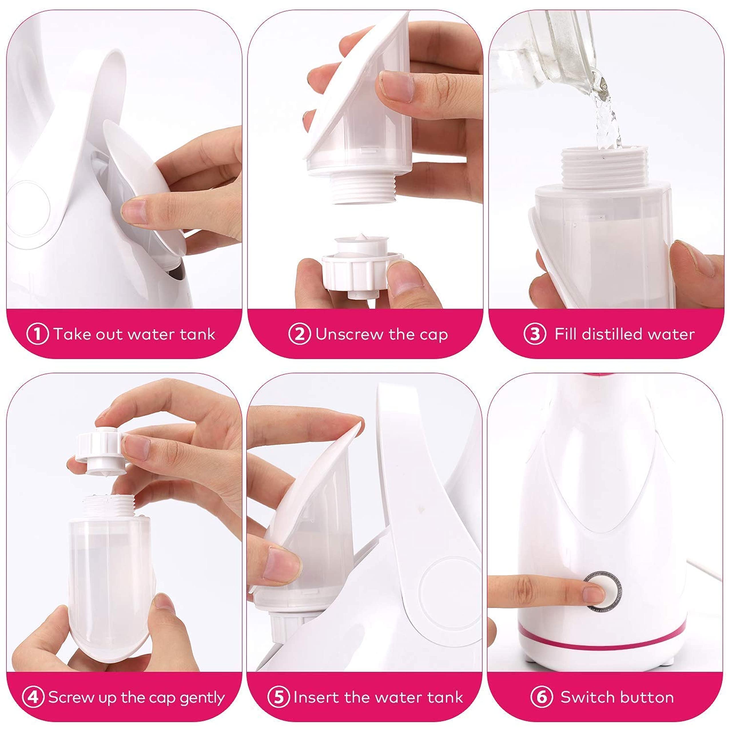 Dealsure Facial Nano Steamer with UV Sterilization - Nano Ionic Steam Inhaler for Cold, Cough & Sinus Relief - Portable Vaporizer for Adults & Kids - Perfect for Home, Travel & Office Use