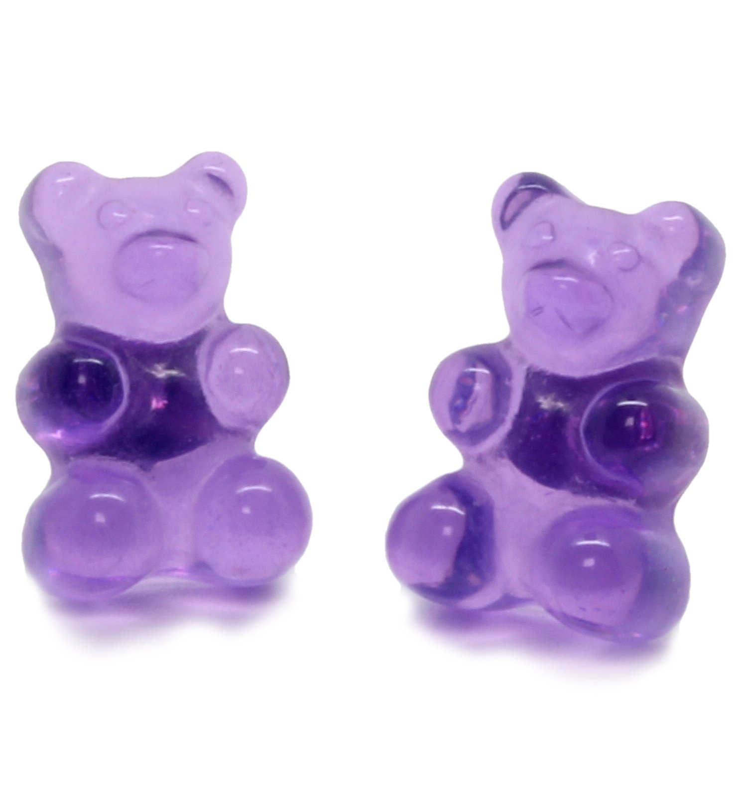 Bluebubble MY SWEET SHOP Jelly Purple Gummy Bear Stud Earrings - Cute Candy-Inspired Jewelry Gift for Women | Perfect for Parties, Costumes & Everyday Wear
