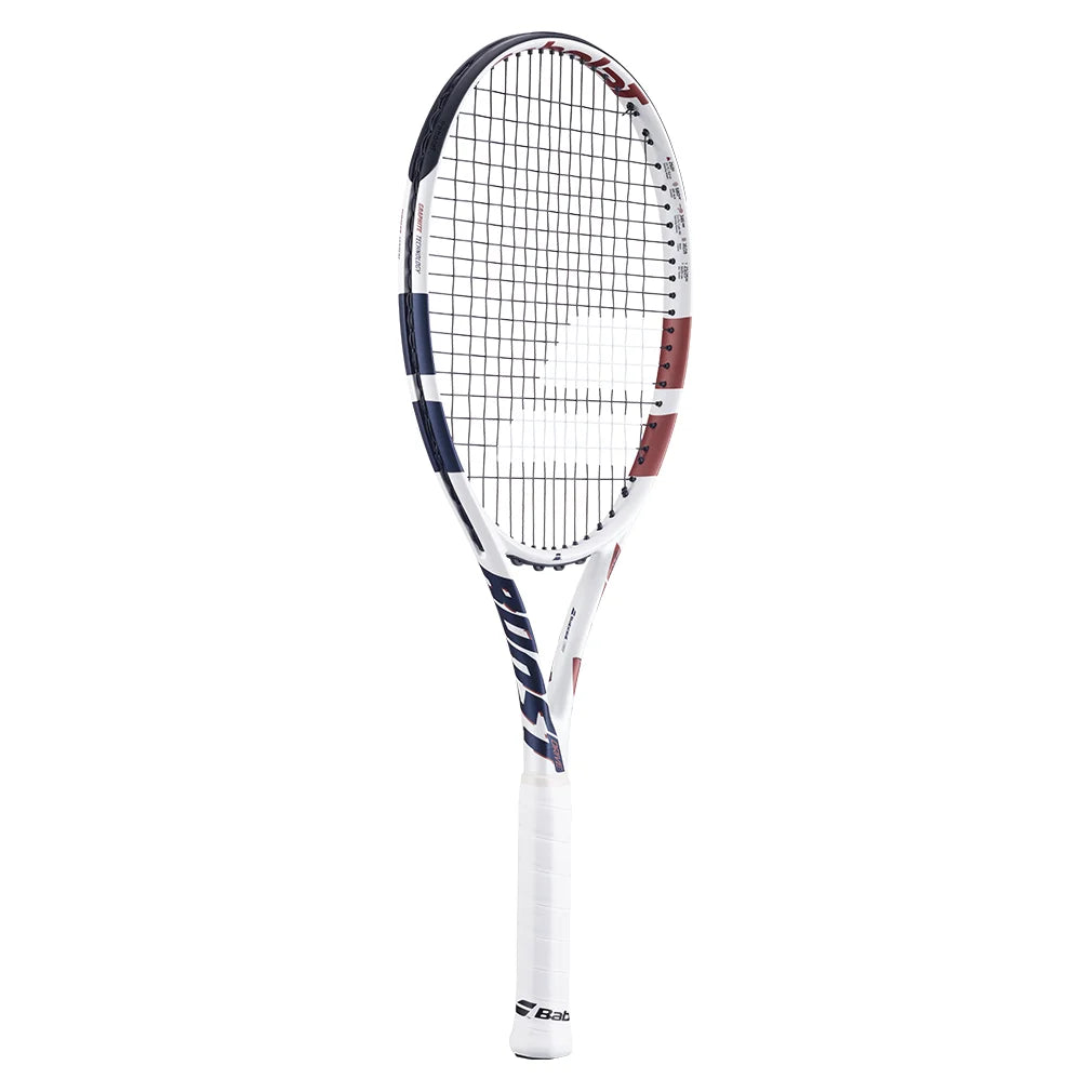 Boost Drive Prestrung Tennis Racquet - Lightweight & Durable for Beginners & Intermediate Players | Perfect for Practice, Training & Competitive Matches (White & Blue)