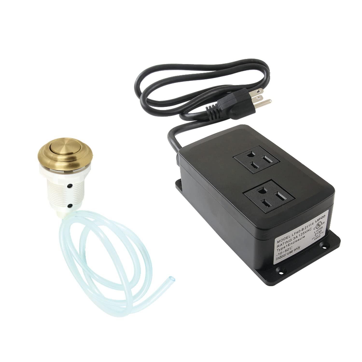 Kingston Brass KATDK317 Gourmetier Dual Outlet Garbage Disposal Air Switch Kit - Brushed Brass Finish for Kitchen Sink - Perfect for Modern Home Renovation & Easy Waste Disposal