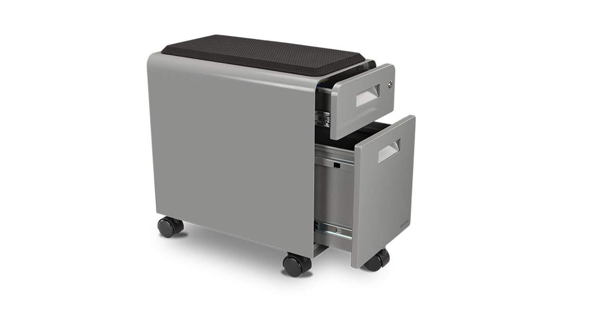 2-Drawer Rolling File Cabinet with Seat - Narrow Office Storage Solution for Small Spaces, Gray - Perfect for Home Office, Study Room & Workspace Organization