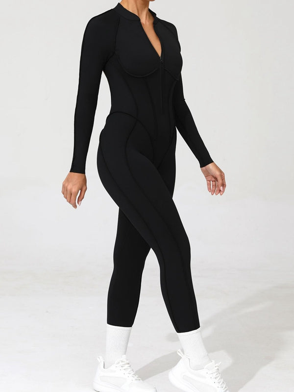 ZASUWA Women's Sexy Backless Zipper Scrunch Bum Jumpsuit - Stretchy Bodycon Romper for Clubwear, Night Out & Date Night