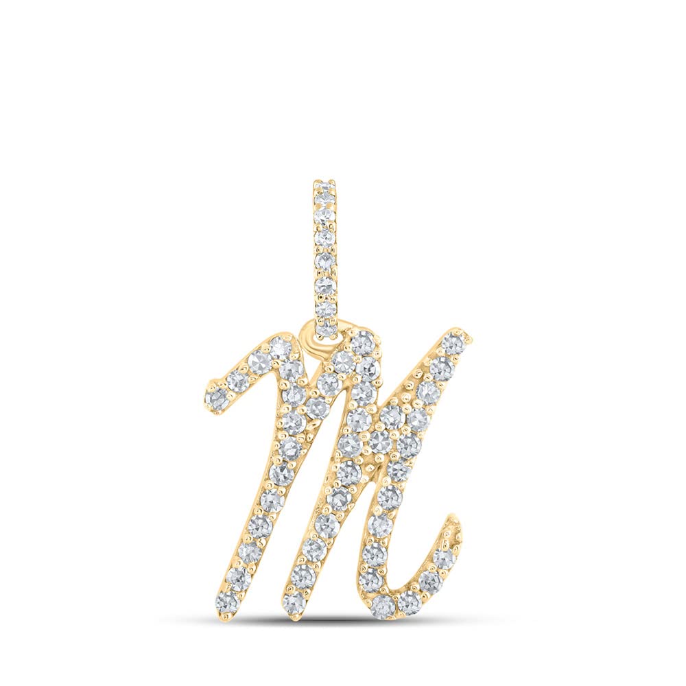 Dazzlingrock 10K Yellow Gold Women's Round Diamond M Initial Pendant Necklace - 1/5 CTTW, Perfect for Gifts, Birthdays & Everyday Elegance
