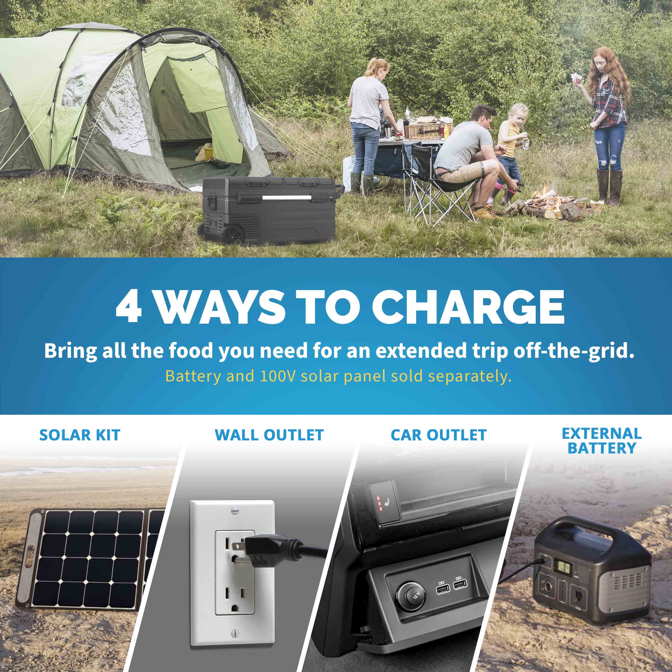 Newair® 80 Quart Portable Electric Camping Cooler - 12V/24V DC Power for Road Trips, Tailgating & Outdoor Adventures | Keep Food & Drinks Cold Anywhere