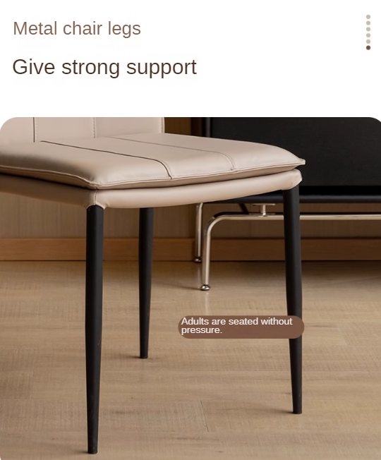 Premium Organic Leather Iron Light Luxury Soft Backrest Chair - Elegant Home Office & Lounge Seating for Comfort & Style