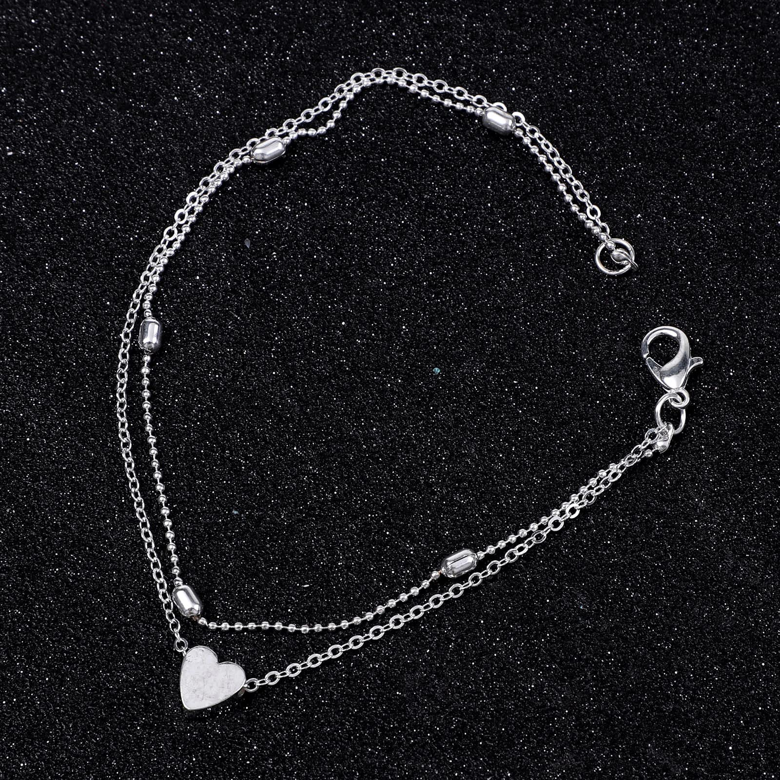 Elegant Stainless Steel Heart Charm Ankle Bracelet for Women - Perfect for Beach, Summer & Boho Fashion Accessories