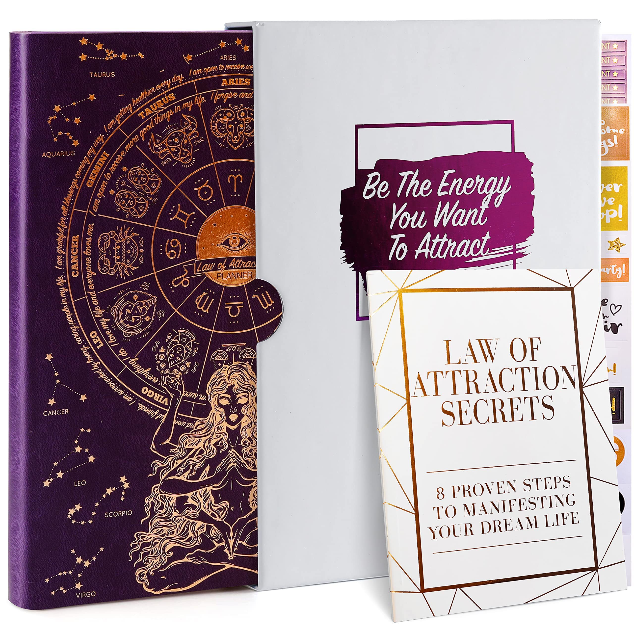Law of Attraction Planner 2022-2023 - 16-Month Weekly & Monthly Productivity Planner with Hourly Scheduling, ADHD Organization & Motivational Stickers (B5 Size, September Start) - Perfect for Goal Setting, Time Management, and Personal Growth at Home or Office