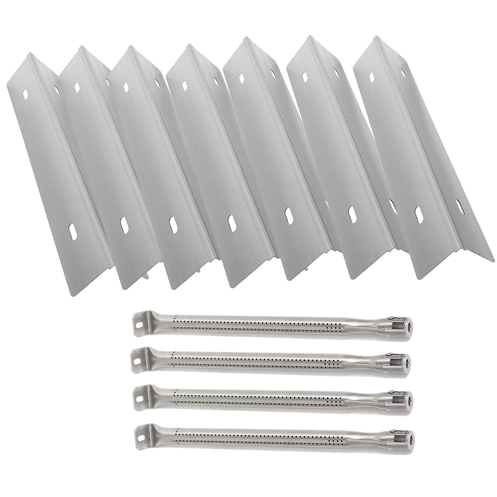 MixRBBQ Stainless Steel 7-Piece Heat Plates & 4-Piece Burner Replacement Kit for Prestige 500 & Napoleon Rogue Series Grills - Perfect for Backyard BBQs, Camping & Outdoor Cooking