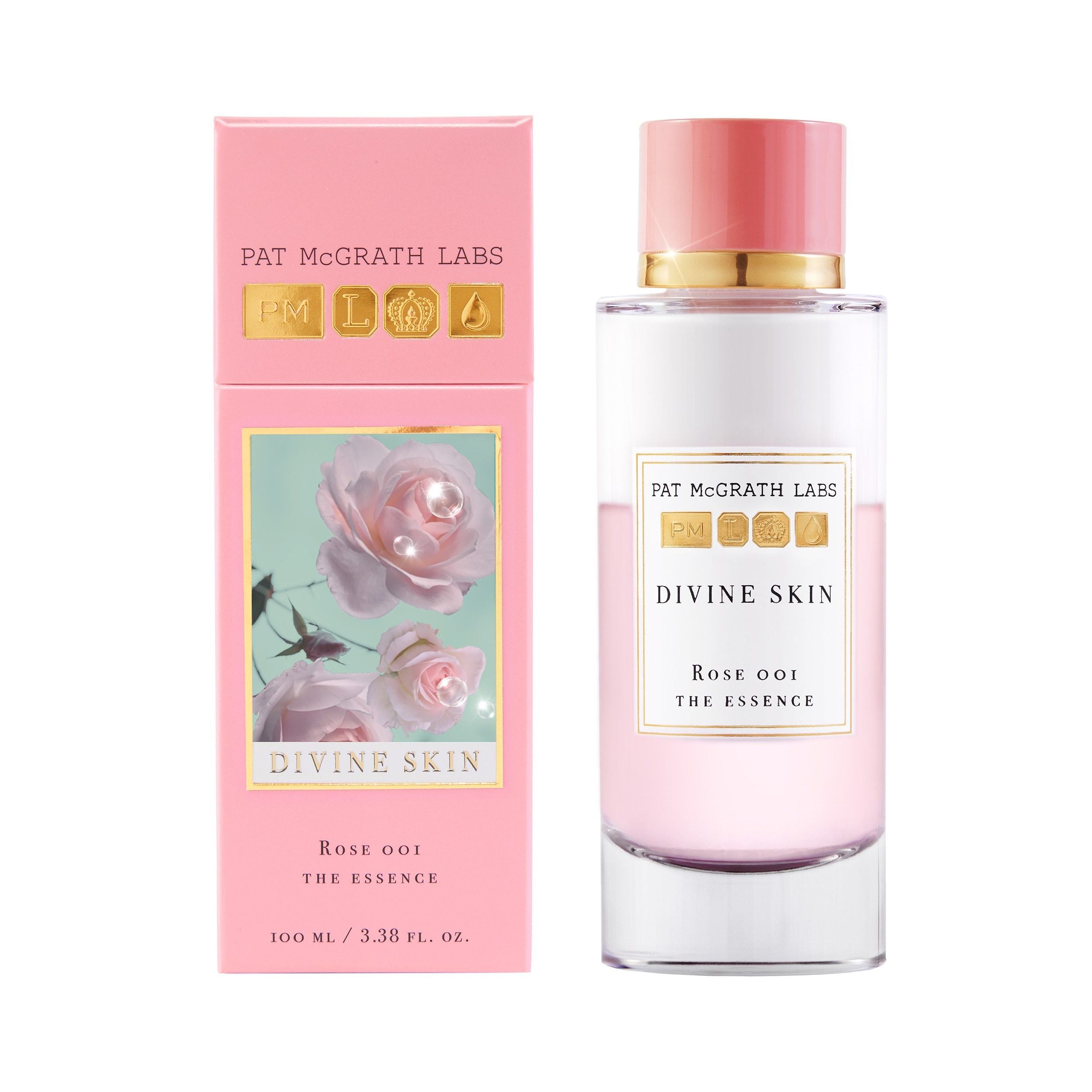 Divine Skin Rose 001 The Essence - Hydrating Facial Serum with Rose Extract for Glowing Skin | Perfect for Daily Skincare Routine & Nighttime Moisturizing