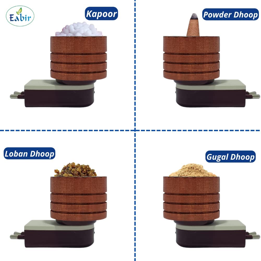 Premium Eabir Kapoor Dani Camphor Diffuser - Electric Bakhoor Burner for Home Aromatherapy, Wooden Cylindrical Design in Brown - Perfect for Relaxation, Meditation & Creating a Calming Atmosphere