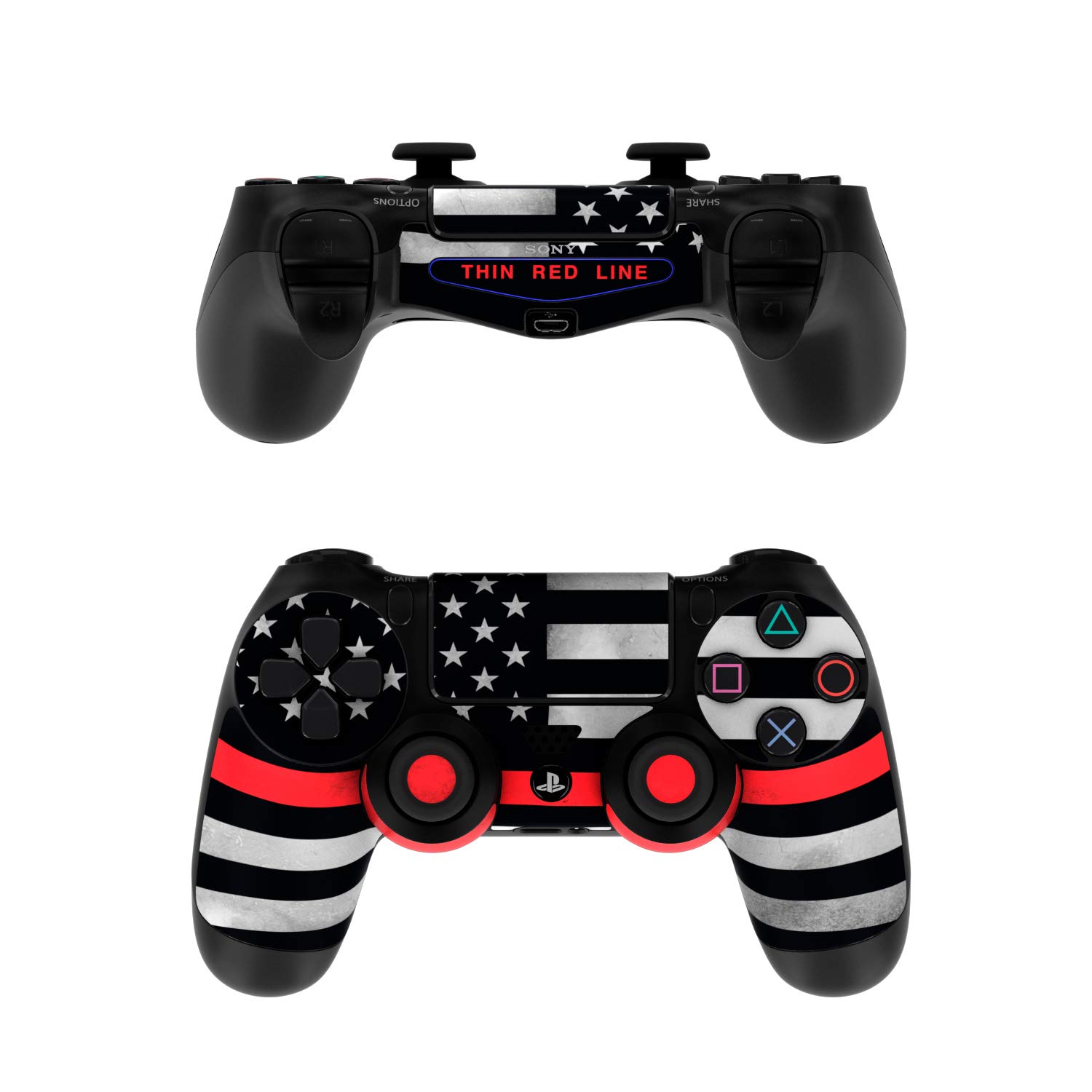 Thin Red Line PS4 Controller Skin Sticker Decal Wrap - Custom Protective Cover for Sony PlayStation 4 Gamepad (Controller Not Included) - Perfect for Gaming, Collecting & Personalizing Your Console