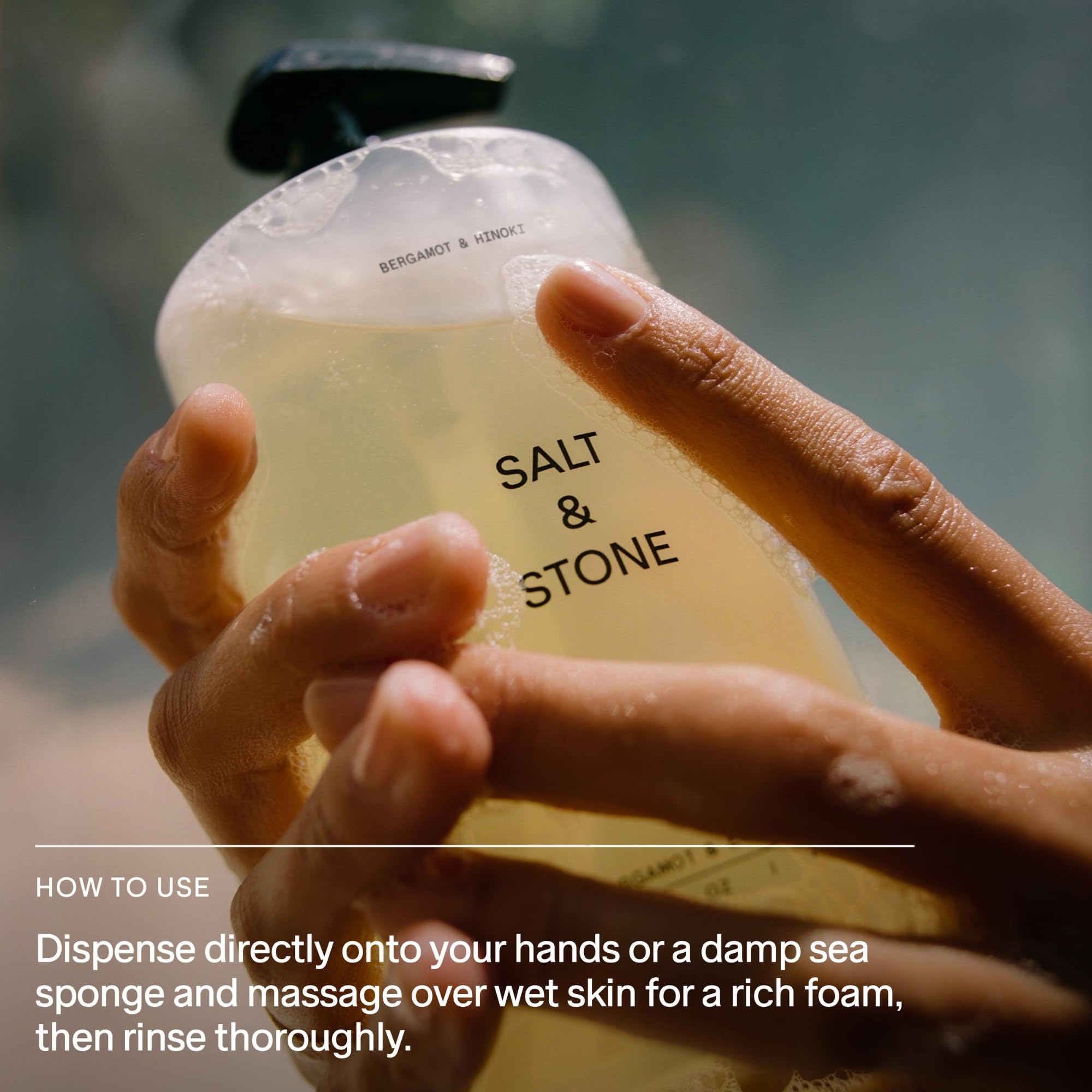 **Salt & Stone Antioxidant-Rich Body Wash Bundle (15.2 Oz Pump Bottle + 32 Oz Refill Pouch) – Santal & Vetiver Scent | Paraben, Sulfate & Phthalate-Free | Hydrating & Nourishing for Dry Skin | Perfect for Daily Shower & Spa-Like Relaxation**