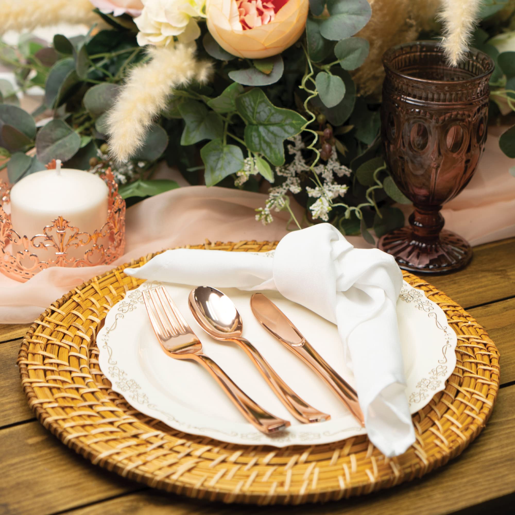 Elegant Gold Metallic Rim Glass Charger Plates - Set of 8, 13 Inch Diameter, Gloss Finish - Perfect for Weddings, Parties, Dinner Events & Quinceañeras - Durable Service Plates for Formal Dining & Special Occasions
