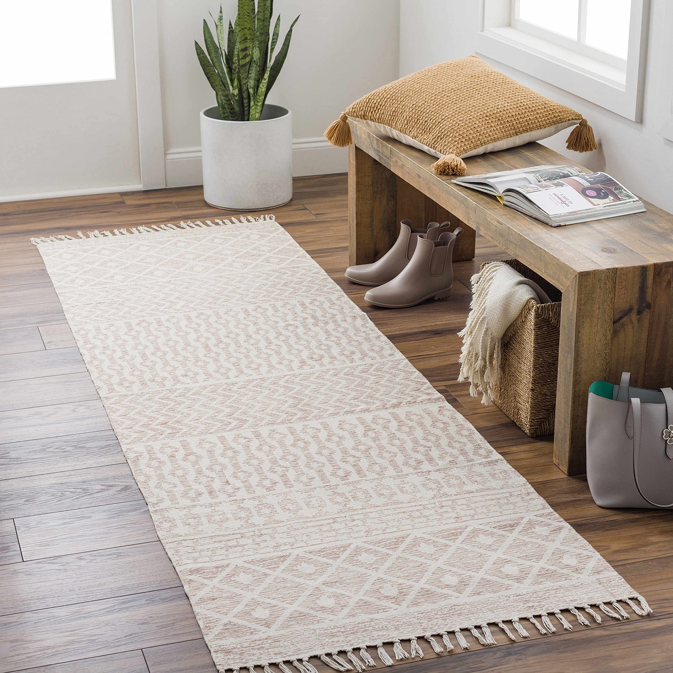 Bohemian Transitional Dark Pink & Beige Hauteloom Beaverlodge Area Rug 9'x12' - Perfect for Living Room & Bedroom Decor