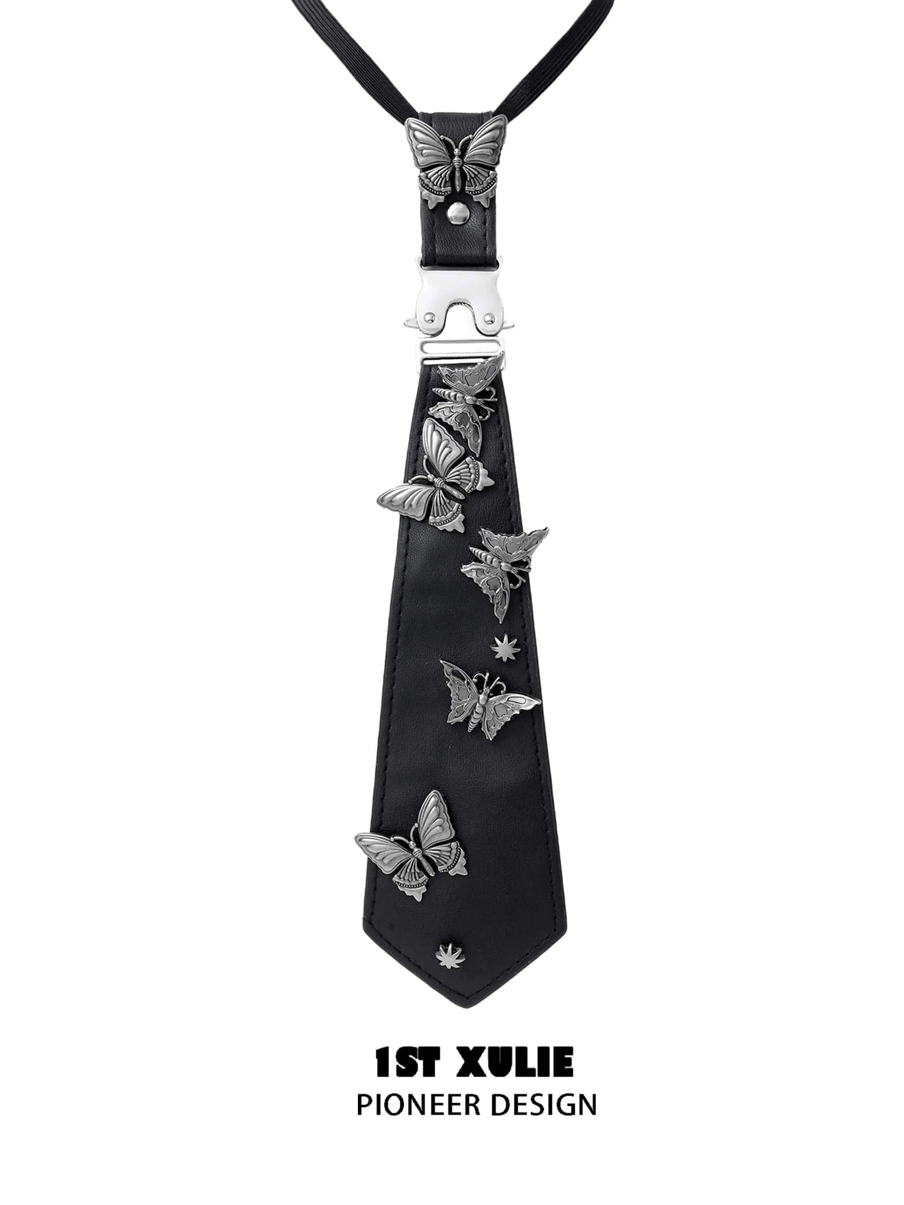 ButterflyWasteland Removable Black Tie - Adjustable Necktie for Men, Perfect for Weddings, Business Meetings & Formal Events