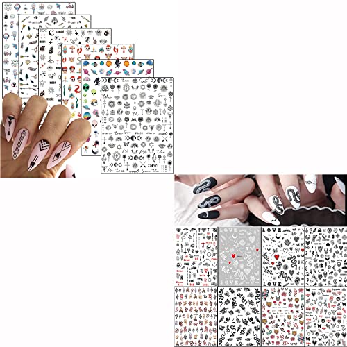6 Sheets Indian Nail Stickers & 8 Sheets Snake Nail Stickers - Self-Adhesive Nail Art Decals for Women, DIY Manicure Designs - Perfect for Parties, Weddings, and Special Occasions