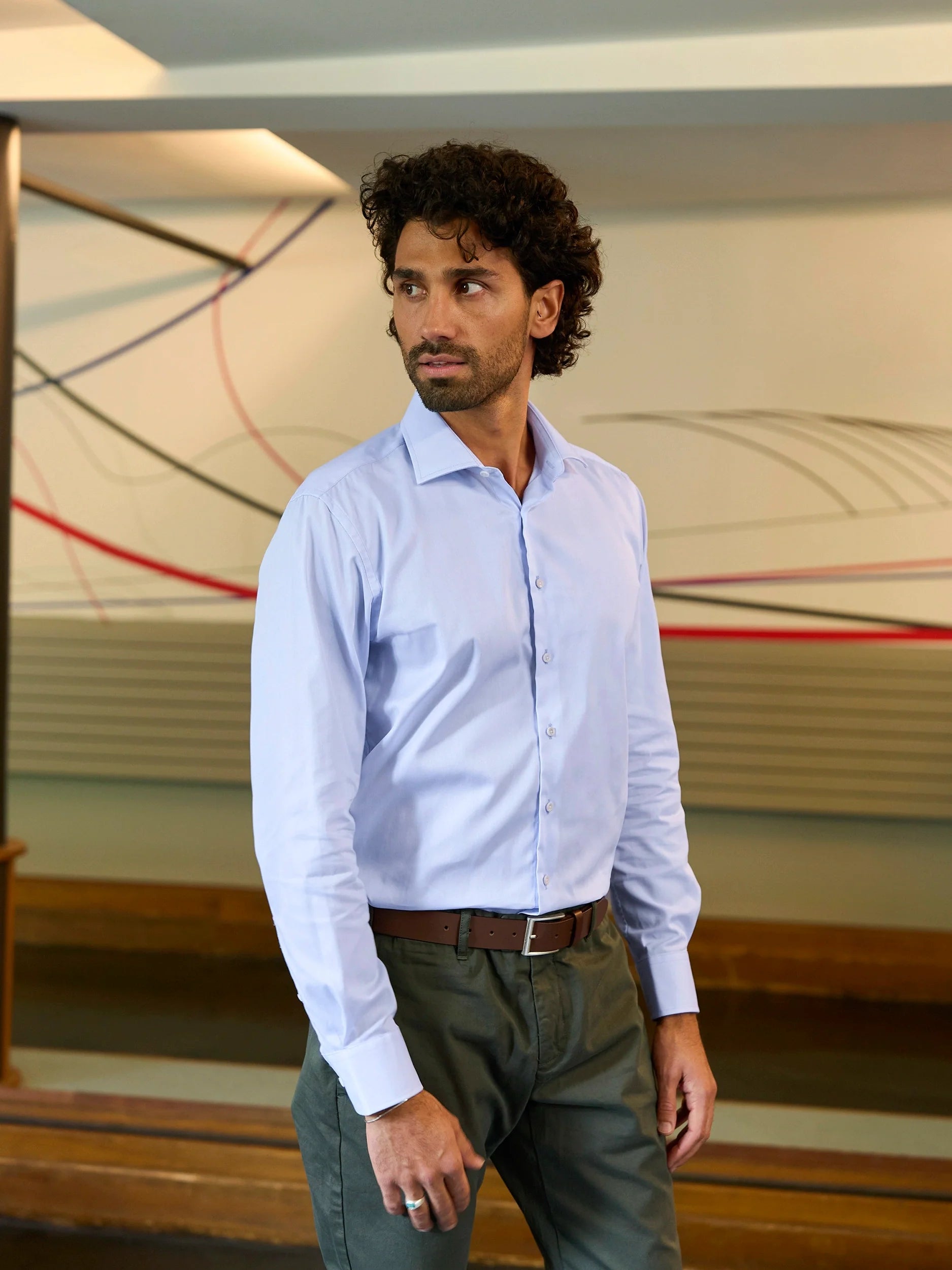 Premium Slim Fit Dress Shirt for Men - Classic Blue Formal Business Shirt - Office Wear & Special Occasions