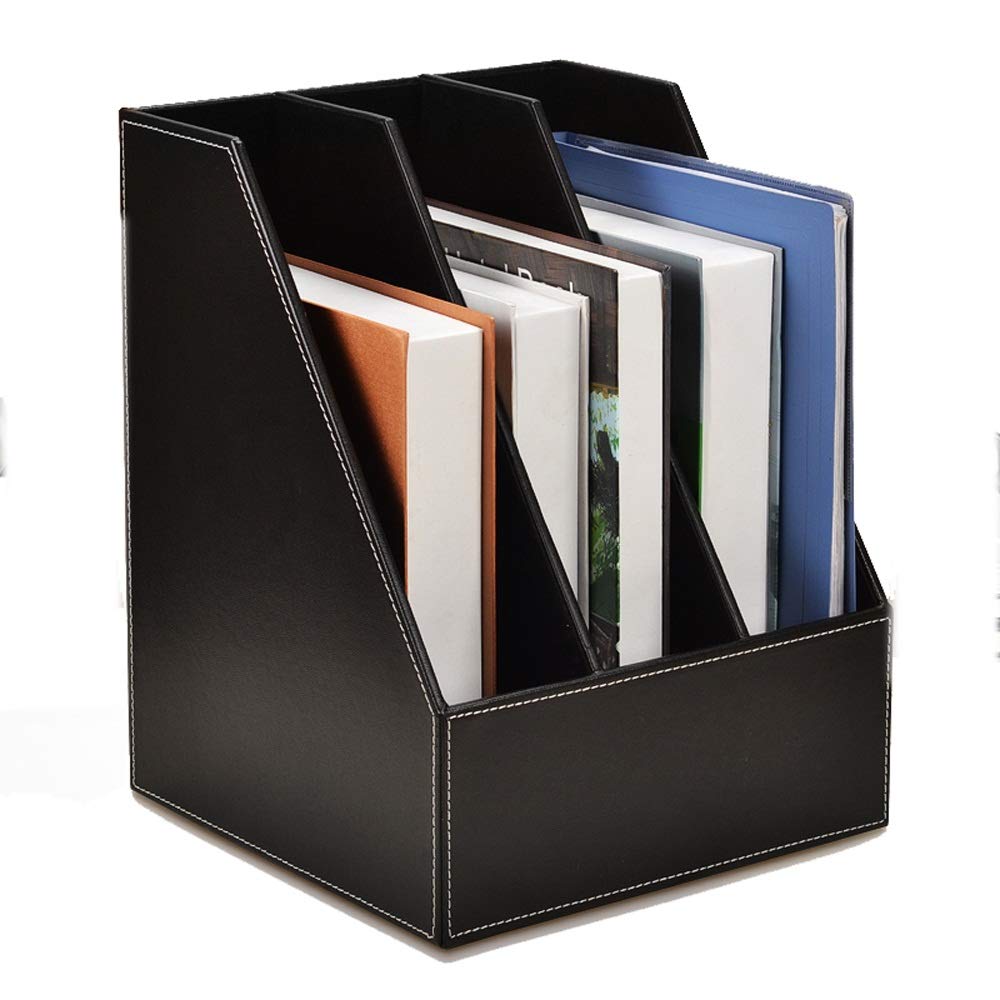 HOLPPO PU Leather Desktop Document Holder - Multi-Layer File Organizer with Large Capacity | Perfect for Home Office, Classroom & Waiting Room | Black | Keep Your Desk Neat & Organized