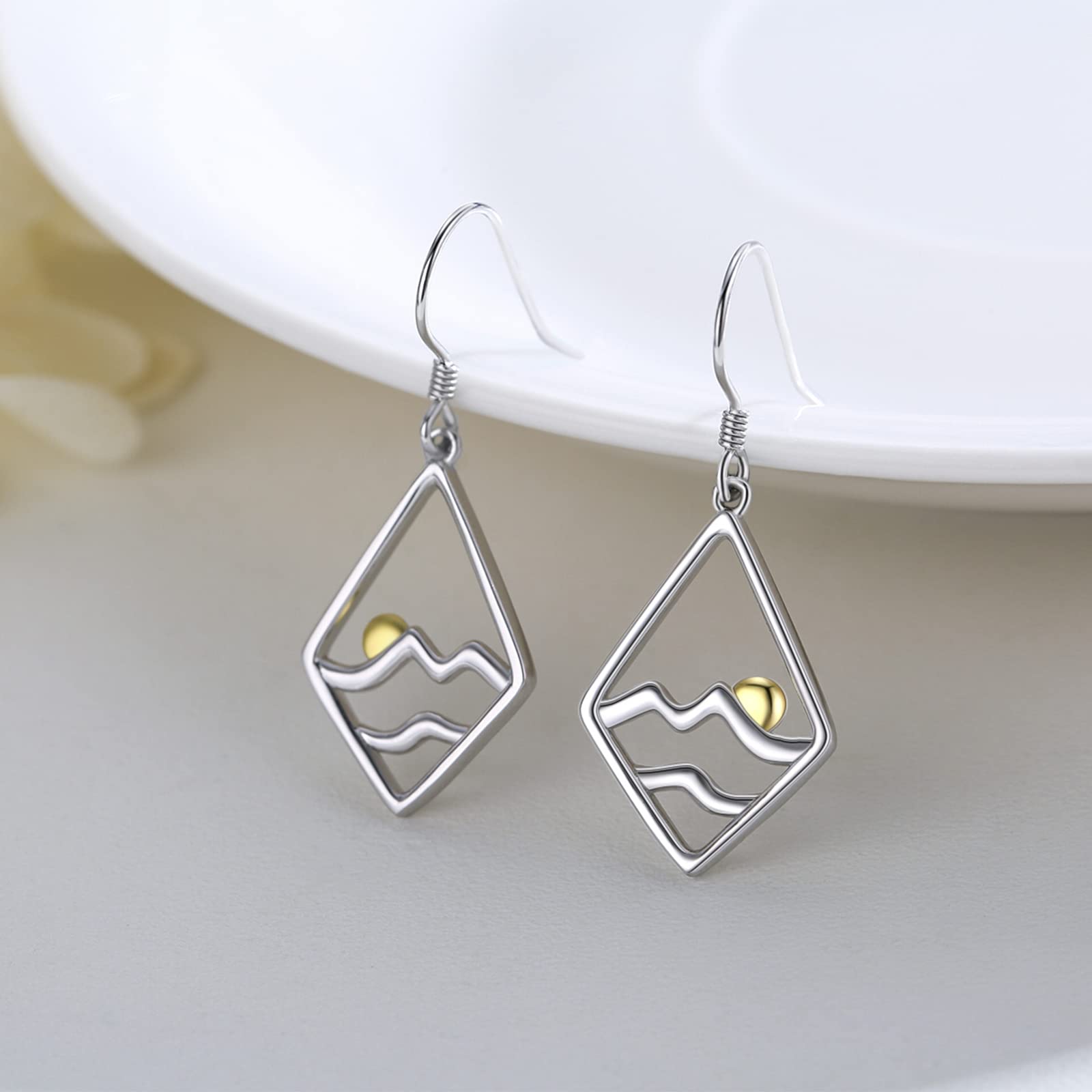 925 Sterling Silver Ocean Wave Earrings - Elegant Dangle Drop Jewelry for Women | Perfect Gift for Beach Lovers, Summer Outfits & Boho Style