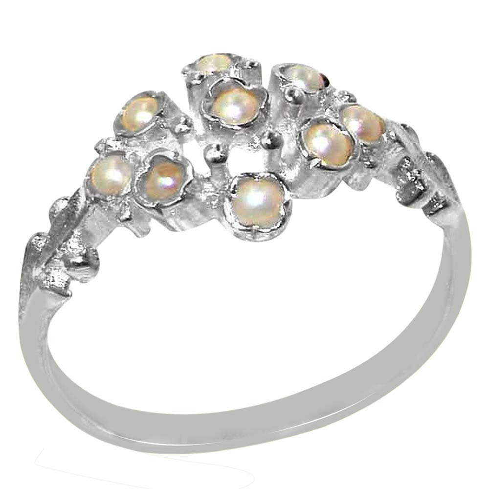 925 Sterling Silver Cultured Pearl Women's Band Ring - Elegant Stackable Jewelry for Everyday Wear, Gift for Her, Anniversary & Wedding