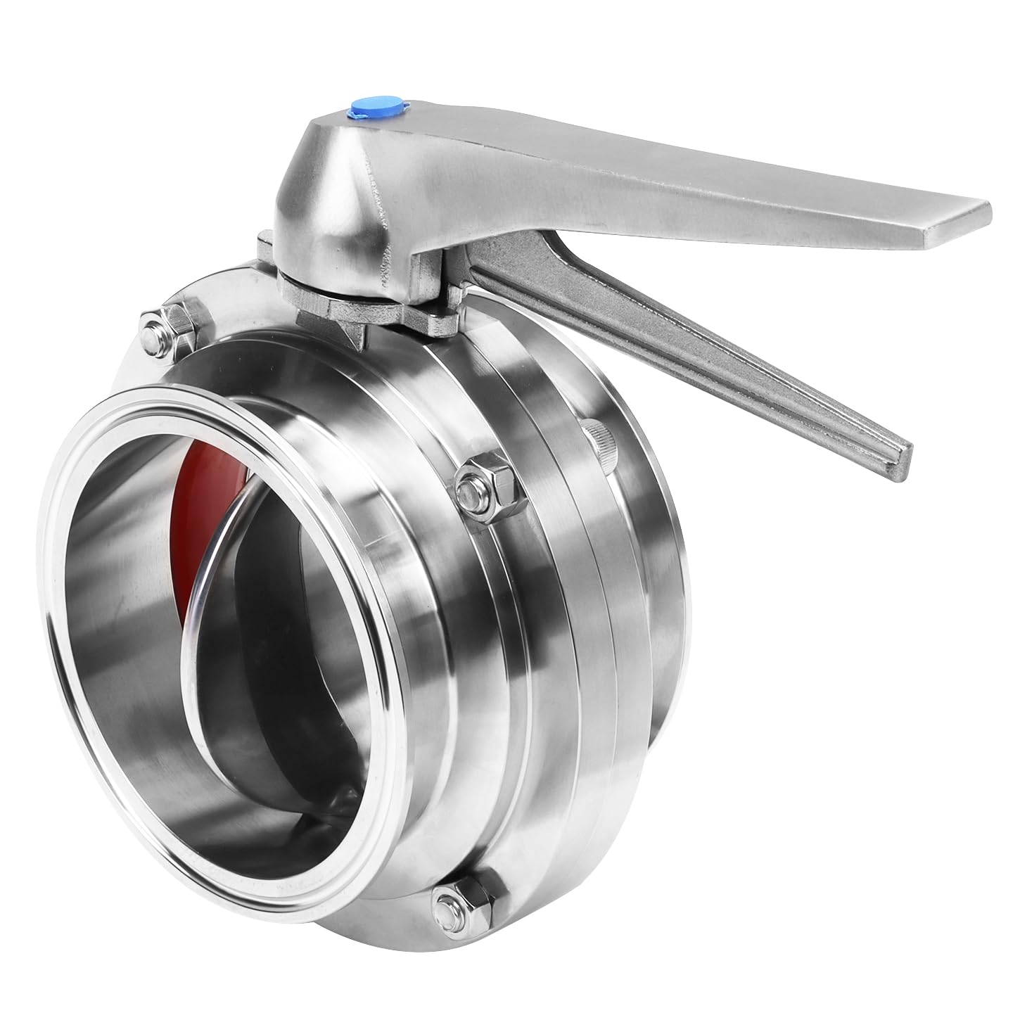 DERNORD 4 Inch Tri Clamp Butterfly Valve - Stainless Steel 304 with Trigger Handle - Food Grade Sanitary Valve for Brewing, Dairy, Pharmaceutical & Chemical Industries