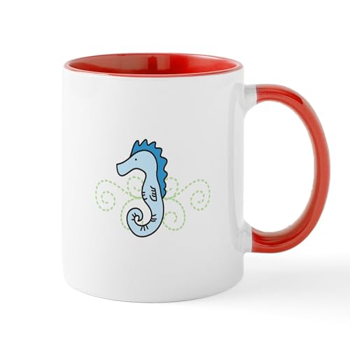 White/Red Inside - .Seahorse Mugs