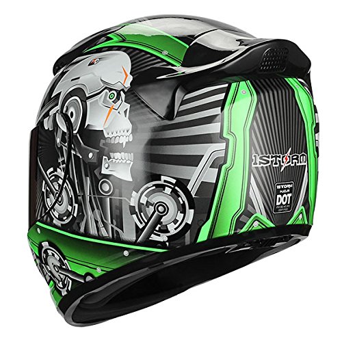 1Storm Motorcycle Full Face Helmet with Mechanic Skull Design - DOT Certified for Safety - Ideal for Street Biking, Cruiser & Sport Riding - HJDJ11 Model