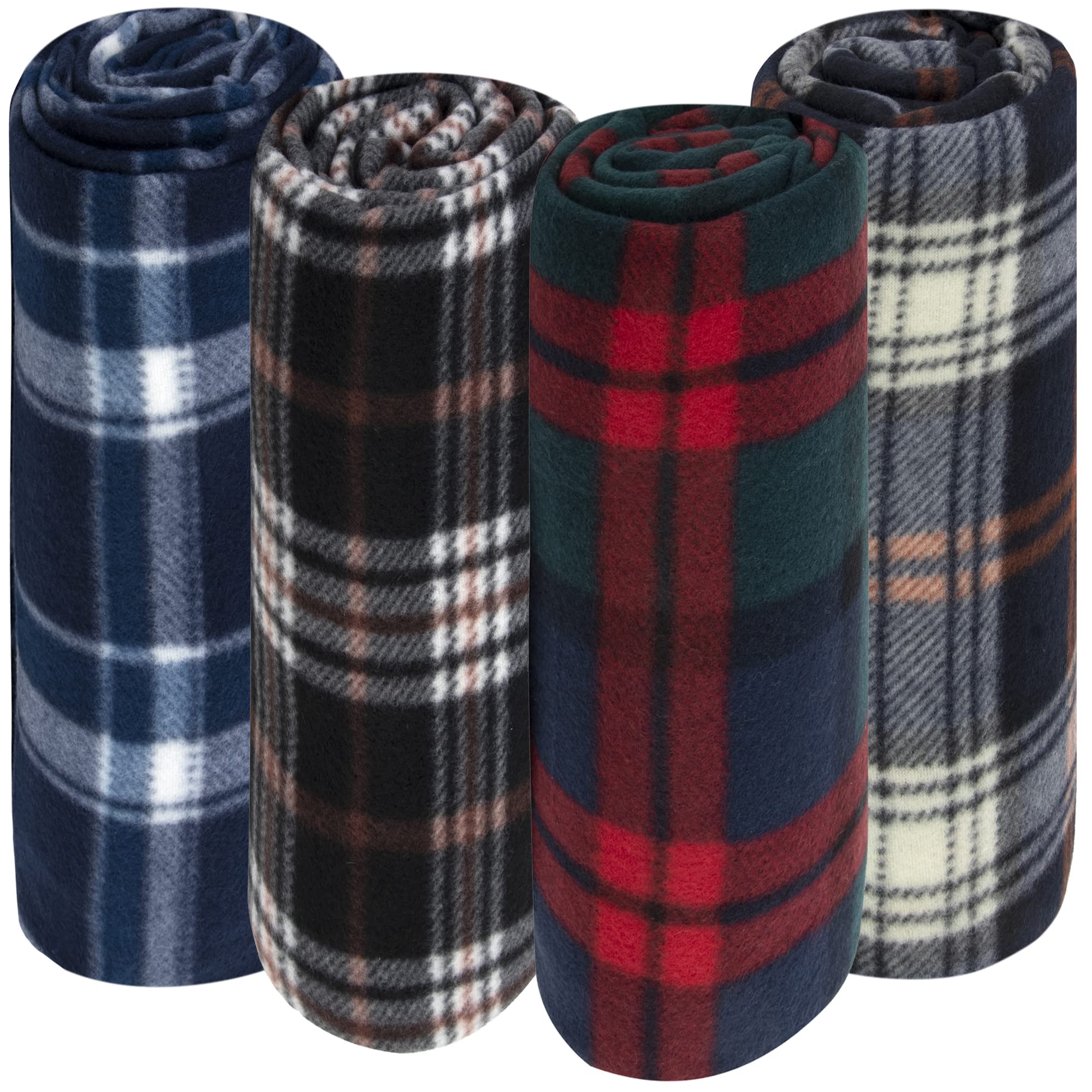 24-Pack Plaid Fleece Blankets 50