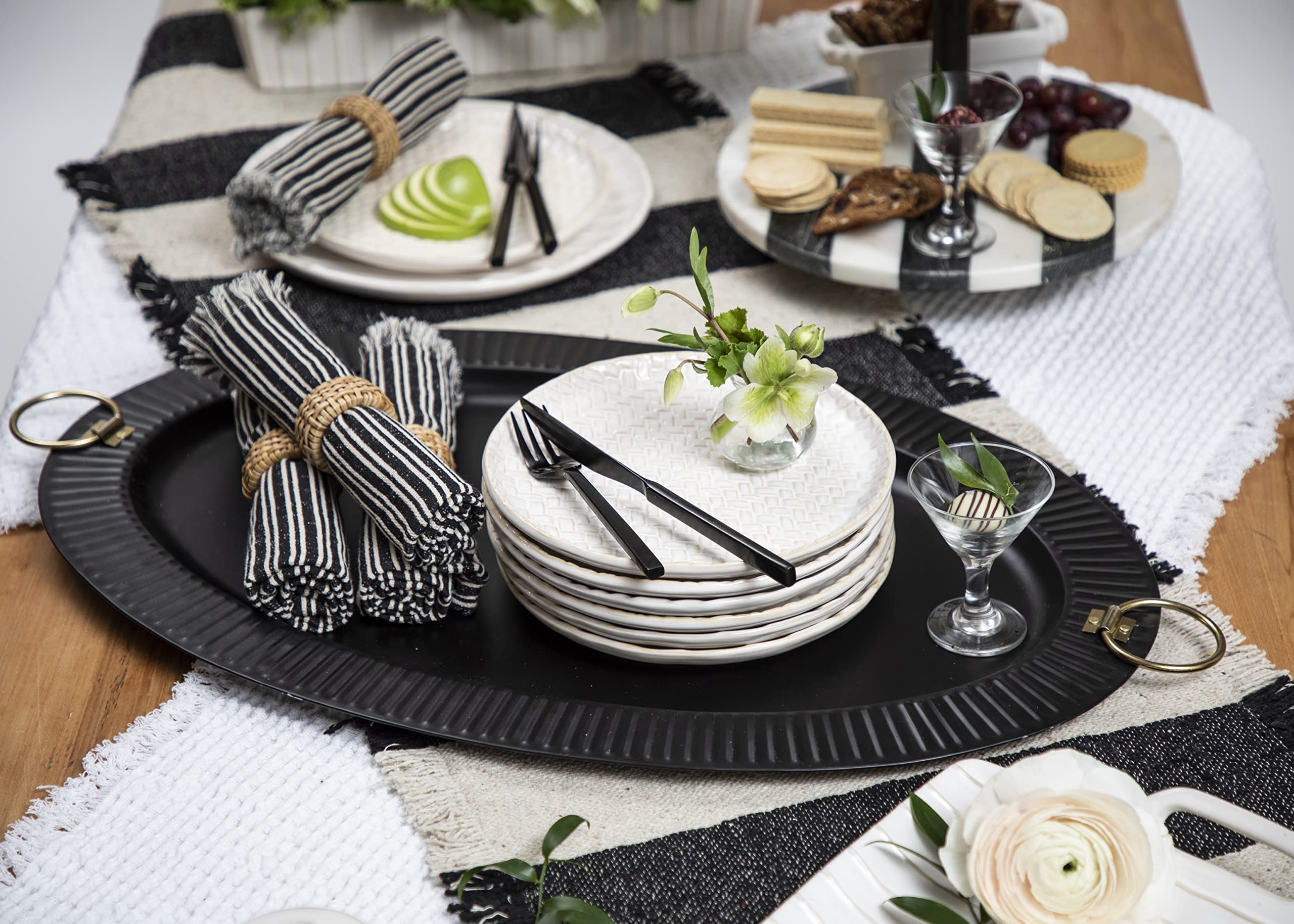Black Mud Pie Tin Oval Tray 17