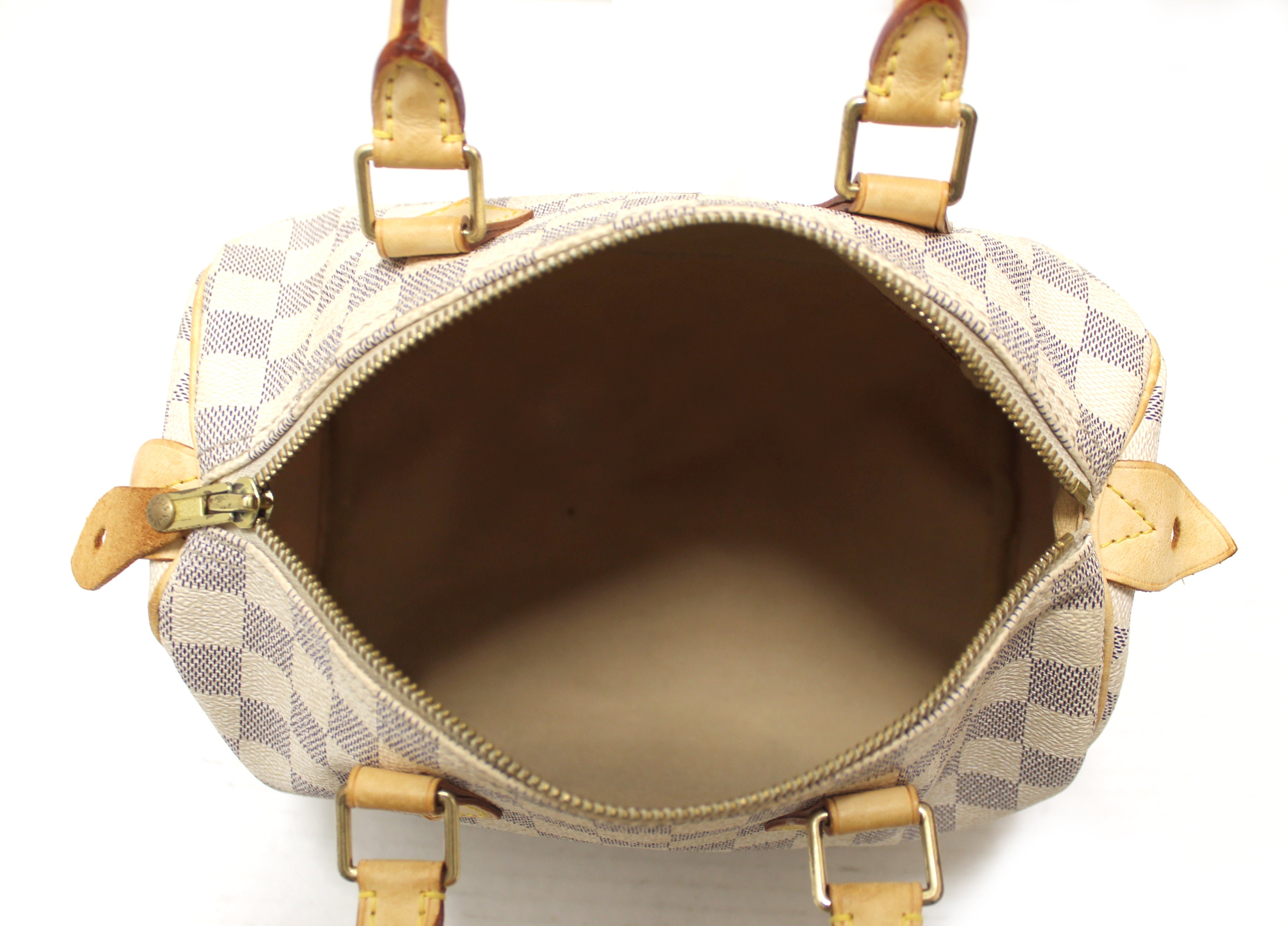 Authentic Louis Vuitton Damier Azur Canvas Speedy 25 Handbag for Women - Luxury Designer Tote Purse for Travel, Work & Everyday Use