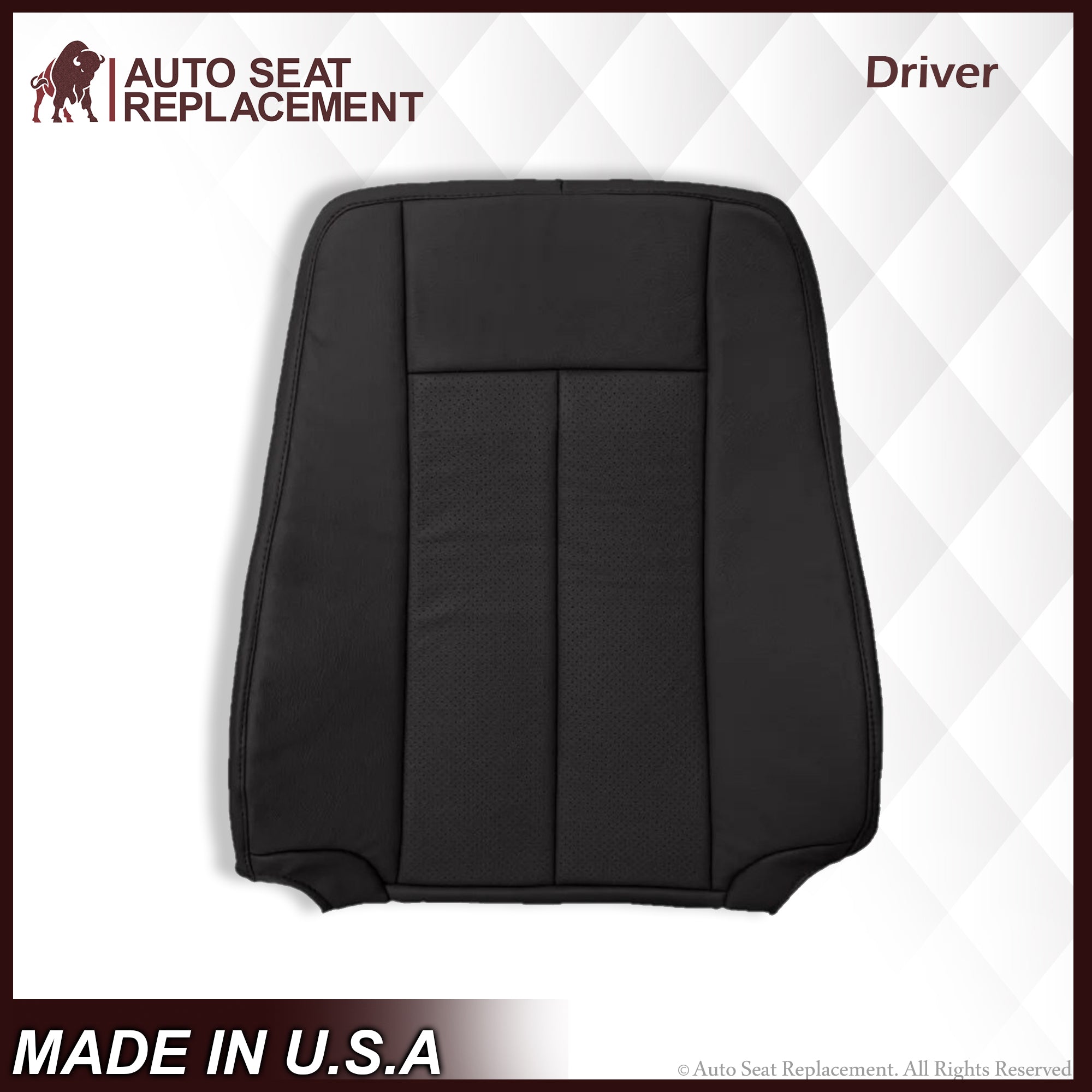 2007-2014 Ford Expedition Perforated Leather/Vinyl Seat Covers - Front Driver & Passenger Replacement - Black Premium Car Interior Upgrade for Comfort & Style