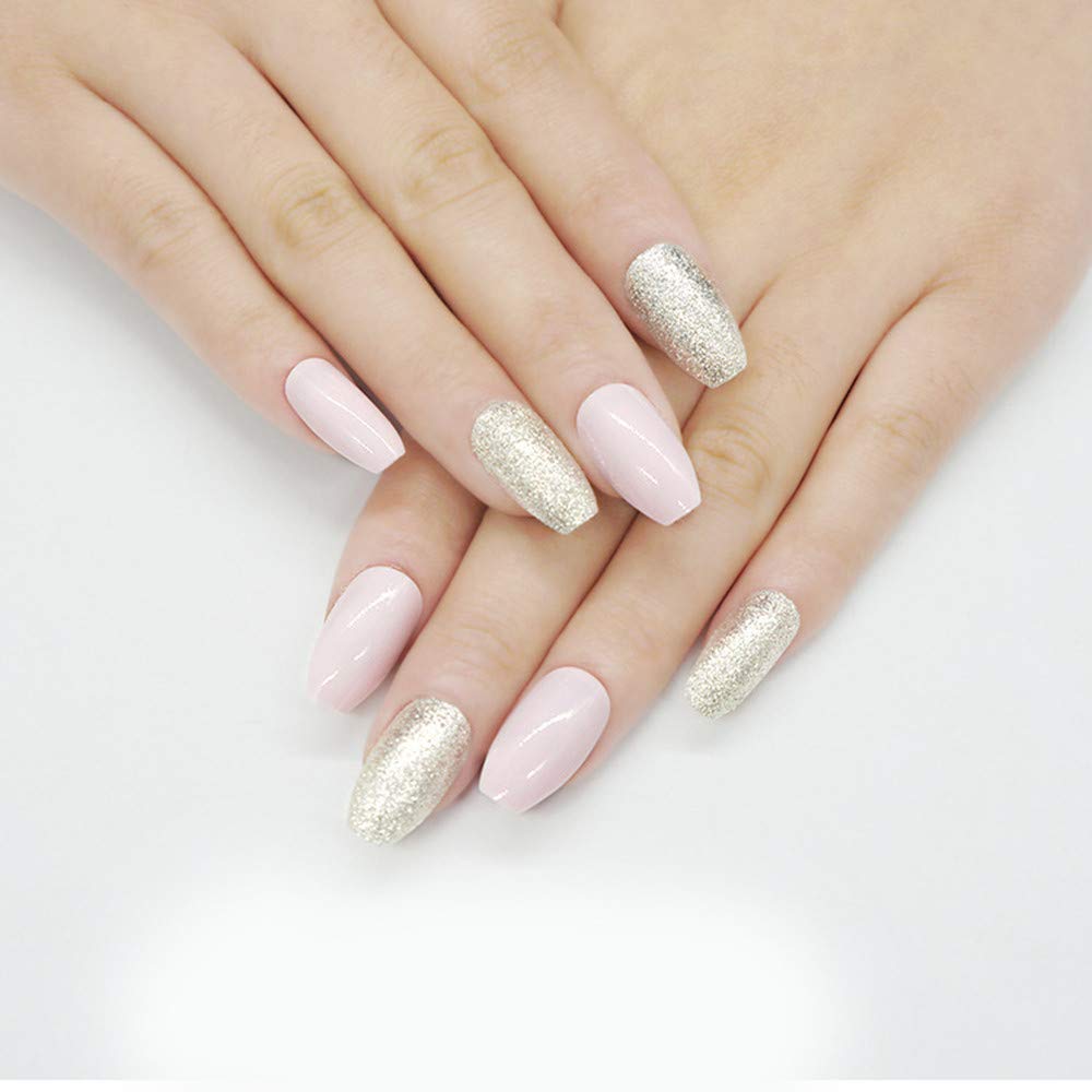 YIMART 500pcs Coffin Fake Nails - Ballerina Acrylic Nail Tips Full Cover Artificial False Nails for Salon & Home Manicure - Natural Coffin Shape for Party, Wedding & Special Occasions