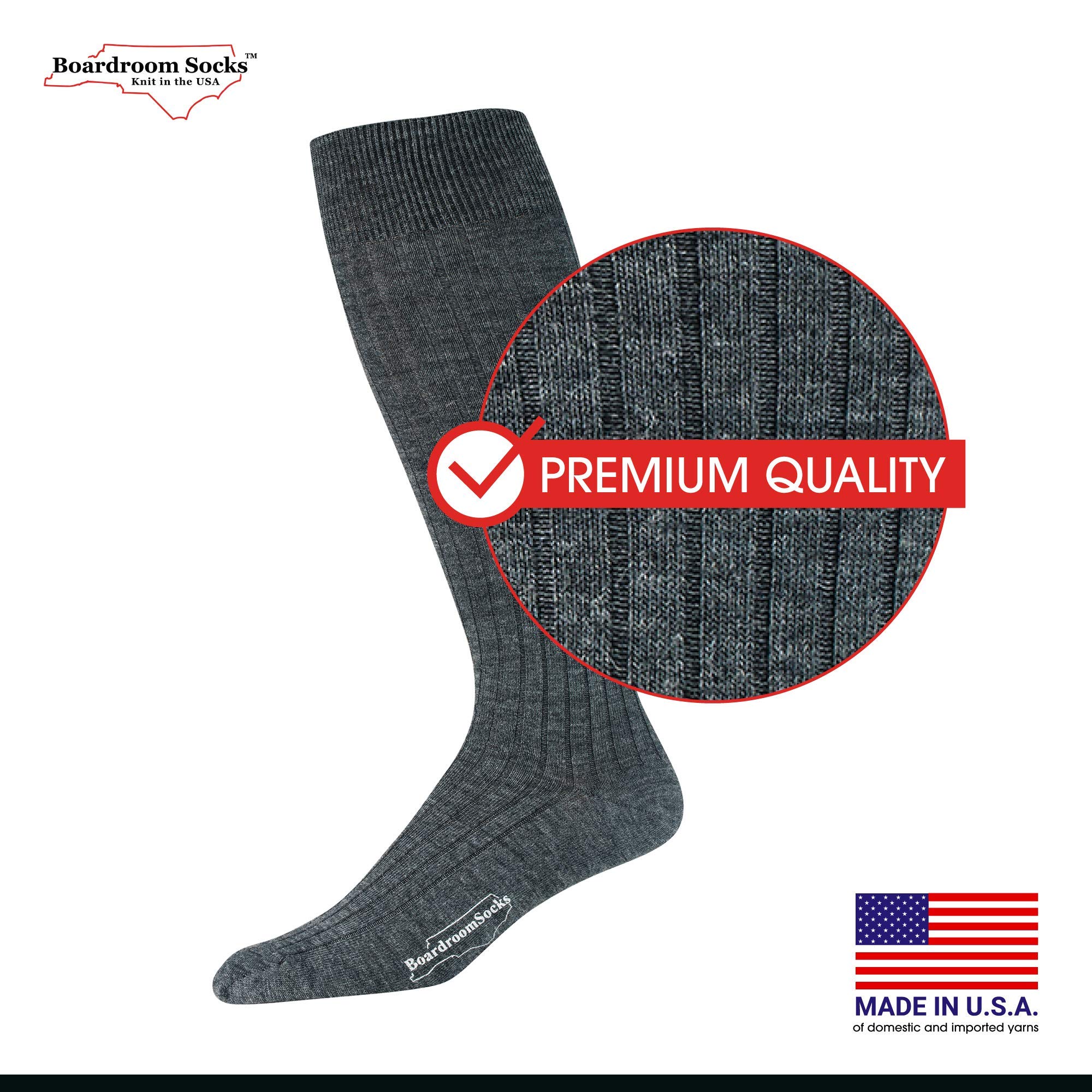 Premium Big and Tall Merino Wool Over-the-Calf Socks for Men - Soft, Breathable & Durable Ribbed Design - Ideal for Hiking, Work Boots & Winter Comfort