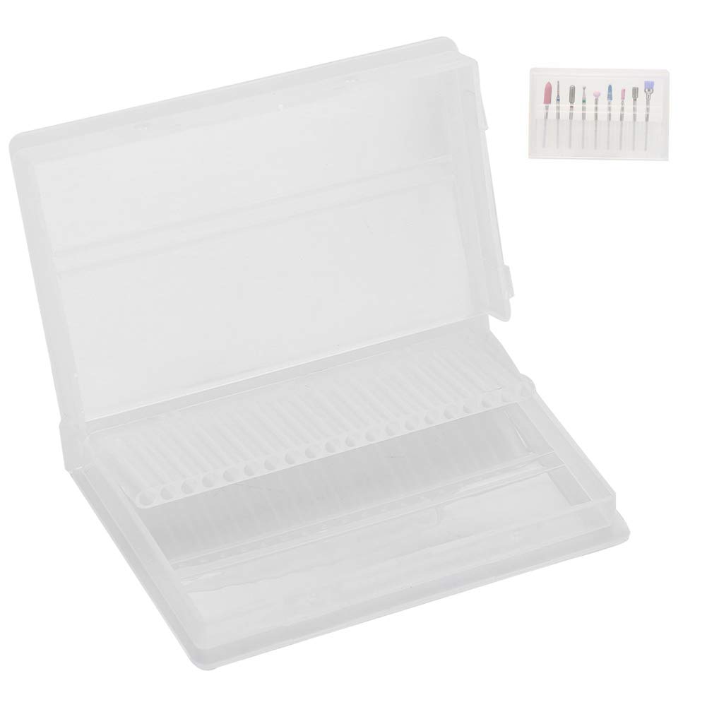 FILFEEL 20-Slot Nail Drill Bit Holder & Storage Box - Professional Manicure Tool Organizer Display Stand (10 x 6.5 x 1.2 cm) - Perfect for Salon, Home Nail Art & Professional Nail Technicians