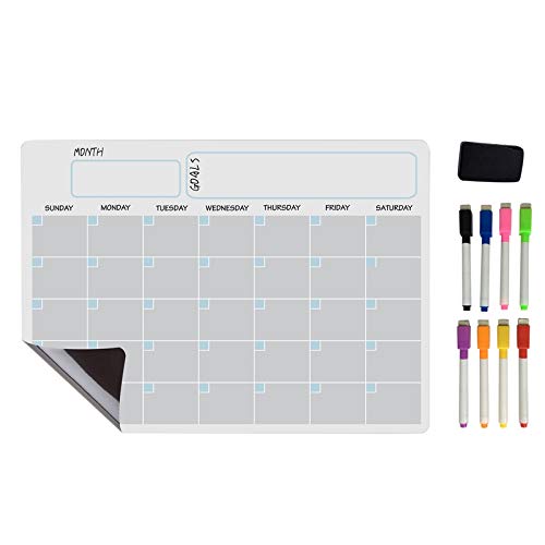 A3 Magnetic Whiteboard Dry Erase Calendar Set - 17x12 Inch Weekly Planner for Refrigerator, Fridge, Kitchen & Home Office - Perfect for Scheduling, Meal Planning & Family Organization