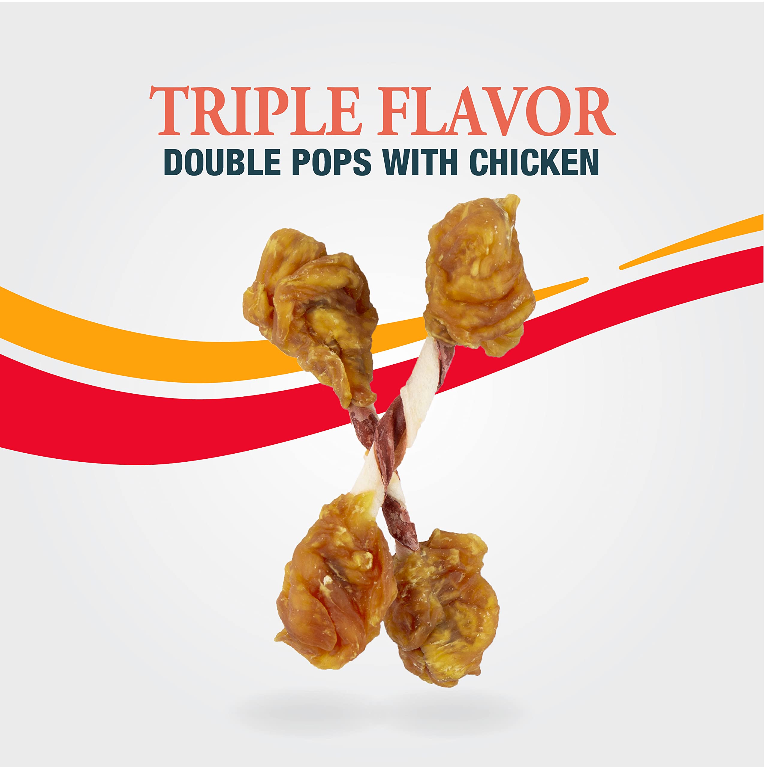 Premium Triple Flavor Double Pops Dog Treats with Chicken - 5.5oz Gourmet Chews for Small & Large Dogs - Perfect for Training, Rewards & Dental Health